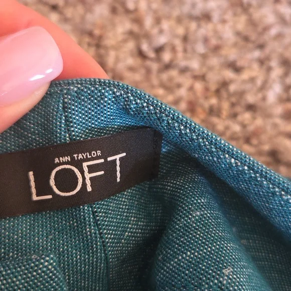 Ann Taylor Loft Teal Textured Fabric - Picture 2 of 3